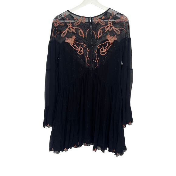 Free People Panama City Bell Sleeve Swing Mini Dress Black Women's Size Medium - Picture 11 of 13